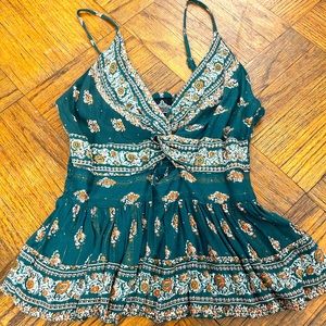 Angie Green Boho Peplum Cami . Smocked back . Size M .